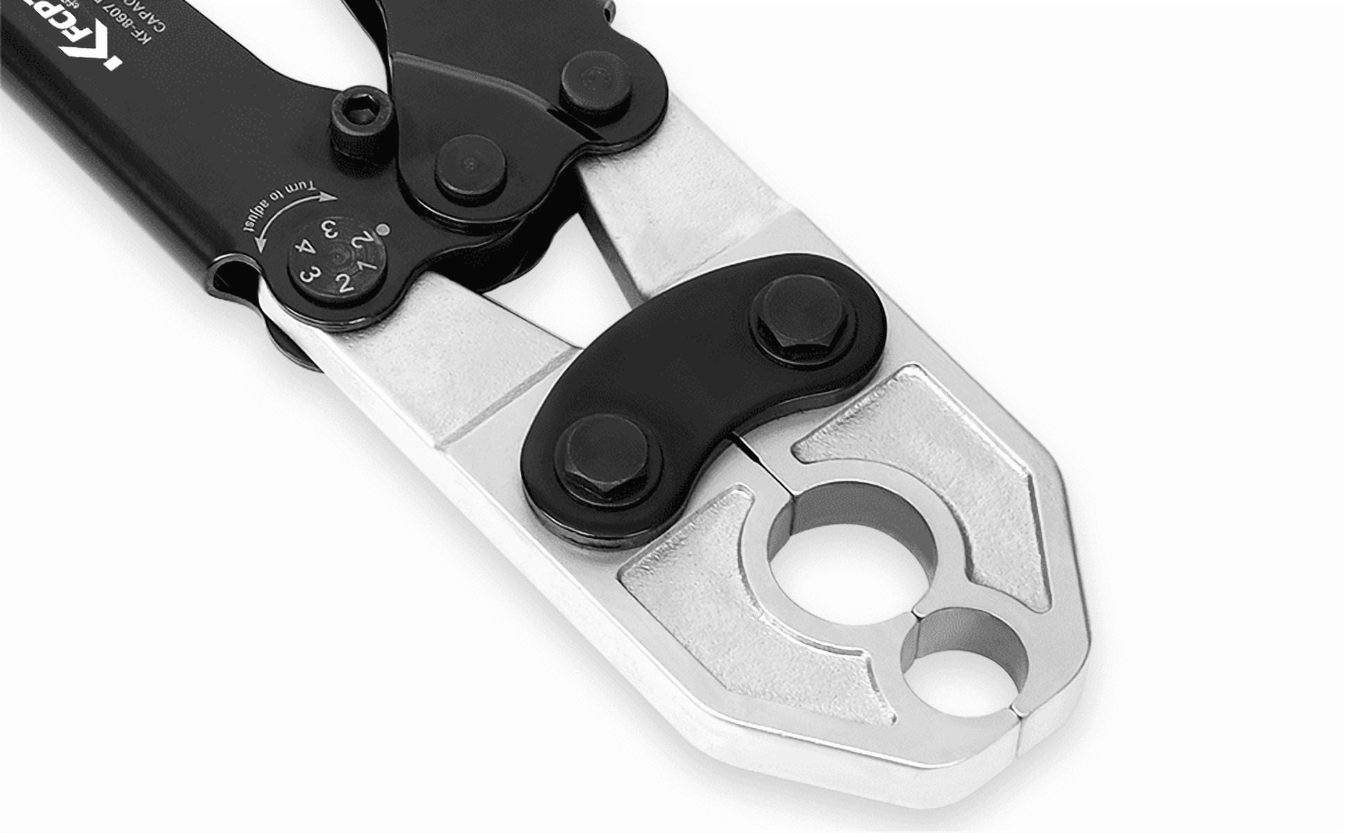 KF CPTEC 1/2'' & 3/4'' Combo PEX Crimping Tool for Copper Crimp Rings with Go/No-Go Gauge, Meets ASTM F1807 Standard, Durable Plumbing Tool