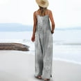 thumbnail image 3 of XPMWRP Women's Tie Dye Sleeveless Jumpsuit Casual Loose Wide Leg Overalls with Pockets for Summer Vacation Gray L, 3 of 5