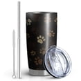 thumbnail image 2 of 20 Oz Paw Print Coffee Tumbler Double Wall Insulated Stainless Steel Water Bottle | Metal Reusable Thermoses Flask with Cup Cap | Leak & Sweat Proof with Anti-Dust Lid, 2 of 7