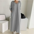 thumbnail image 4 of BiZtdJrK Plus Size Hooded Maxi Dress for Women Drawstring V Neck Long Sleeve Hoodie Sweatshirts Loose Causal Sweatshirt Dresses Gray XL, 4 of 10