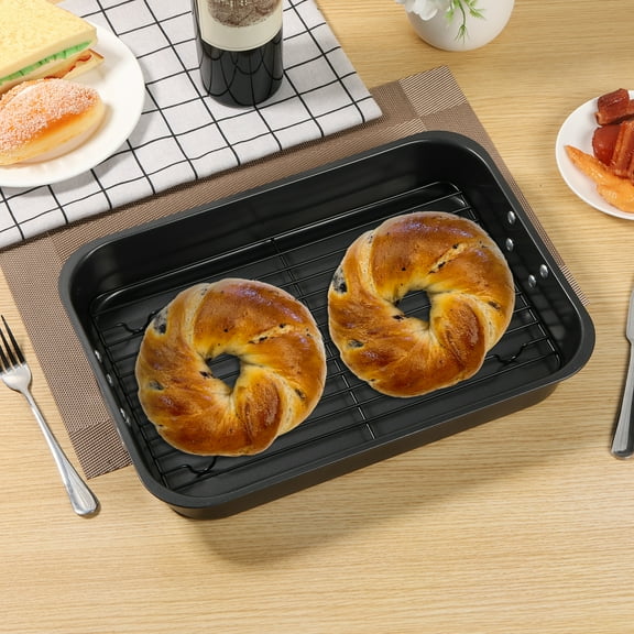 Roasting Pan Versatile Deep Baking Pan Non Stick Metal Baking Dish Pan Easy to Clean Roasting Pan Brownie Pan Solid Lasagna Brownie Turkey Pan for Kitchens