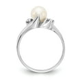 thumbnail image 2 of Solid 14k White Gold 6mm Freshwater Cultured Pearl Diamond Ring Band Size 8 (.082 cttw.), 2 of 6