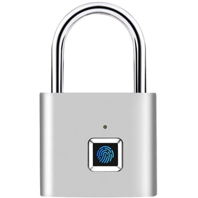 Candado de huella digital oso de fresa con carga USB Seguridad antirrobo de metal Plata