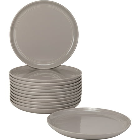 10 Strawberry Street Double Line Catering Pack, Set of 12 Gray Salad Plates