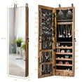 thumbnail image 2 of Gymax Armoire de Rangement pour Bijoux Murale et de Porte avec Lumières DEL et Tiroir, Brun Rustique, 2 of 10