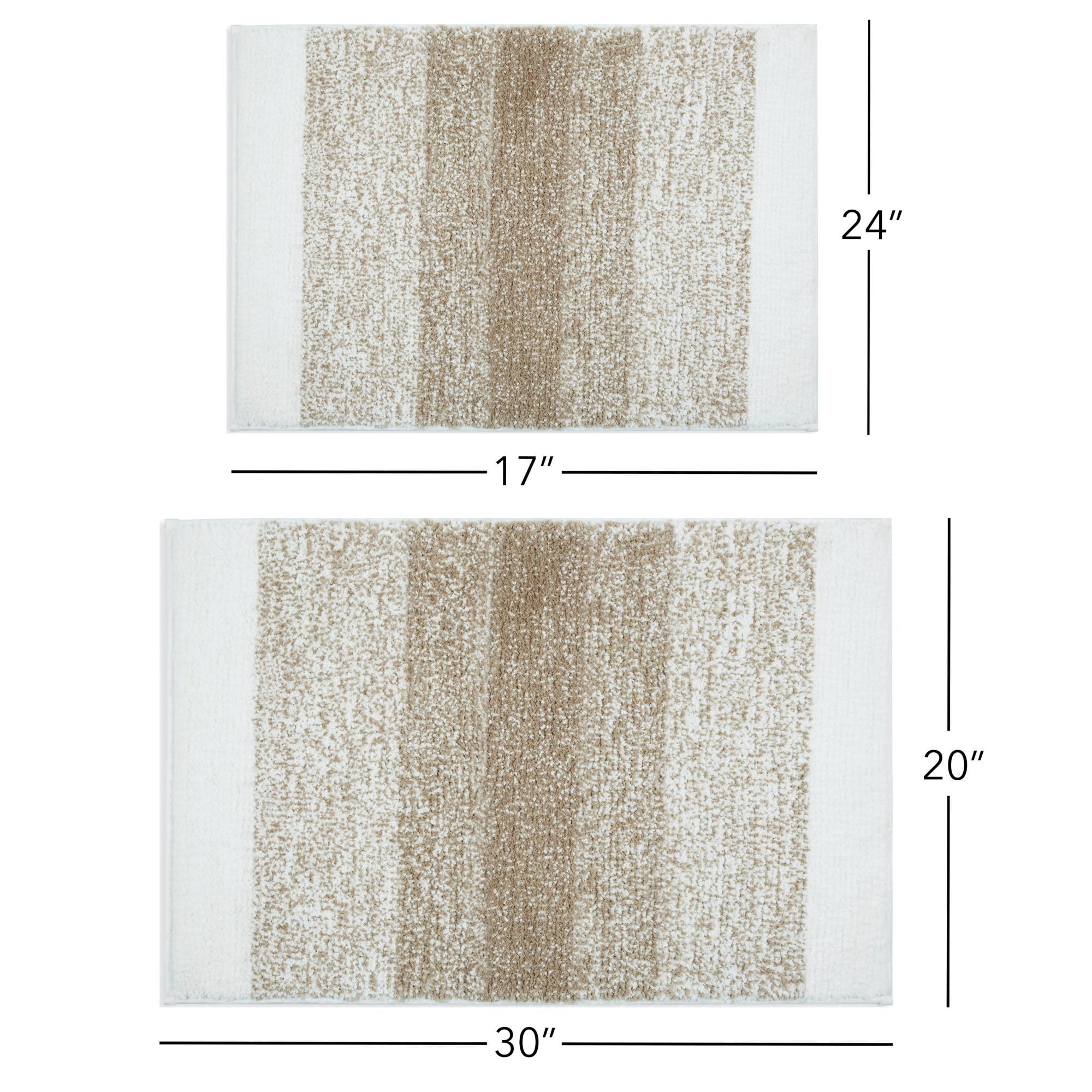 SoHome Melange Stripe Modern Ombre Machine Washable Bath Mat, Grey/White,  20x30 