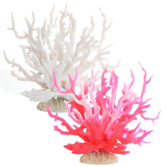 Plantas de acuario, pecera decorativa de coral artificial de 2 piezas.
