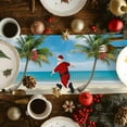 thumbnail image 5 of Coastal Christmas Santa Dresser Scarf Farmhouse, Dining Table Decorations for Wedding/Parties, Xmas Stocking Palm Tree Beach Table Runner 72 Inches Long for Kitchen Dining, 13 x 72 In, 5 of 9