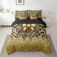 thumbnail image 2 of Manfei Cheetah Pattern 7-Piece Bedding Comforter Set,Leopard Print Bowtie King Bedding Sets,Gold Brown Black Bed Sheets For Girls Kids,Luxury Bedroom Decor Reversible, 2 of 8