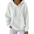 thumbnail image 2 of Women's Waffle Hooded Sweatshirt, Casual Solid Color Pullover, Soft Stretchable Hoodie, Loose Fit Long Sleeve Top, Everyday Comfort Wear, Street Style Lounge Hoodie White XXXL, 2 of 5
