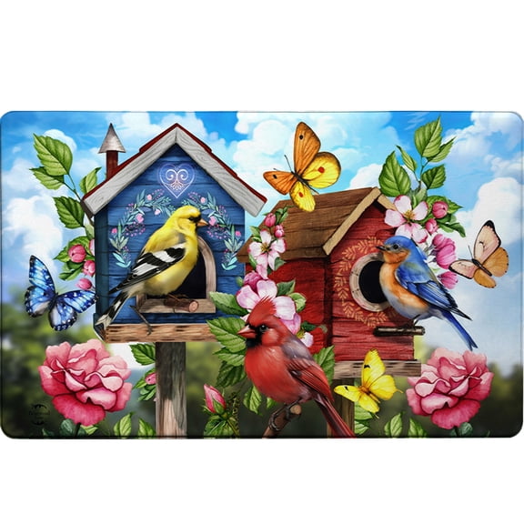 Briarwood Lane Spring Comfort Mat 30x18 Floral Birdhouses For Spring Comfort Mat