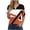 Y074-Orange, variant on Ichuanyi Women's Printed V-Neck Button Down T-Shirt Loose Fit Casual Blouse with Short Sleeves Everyday Wear Top Relaxed Style Pullover Shirt, Red, XL