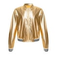 thumbnail image 4 of Manyakai Kids Girls Shiny Metallic Jackets Boys Long Sleeve Motorcycle Coats Outerwear Hip Hop Jazz Gold 14, 4 of 8