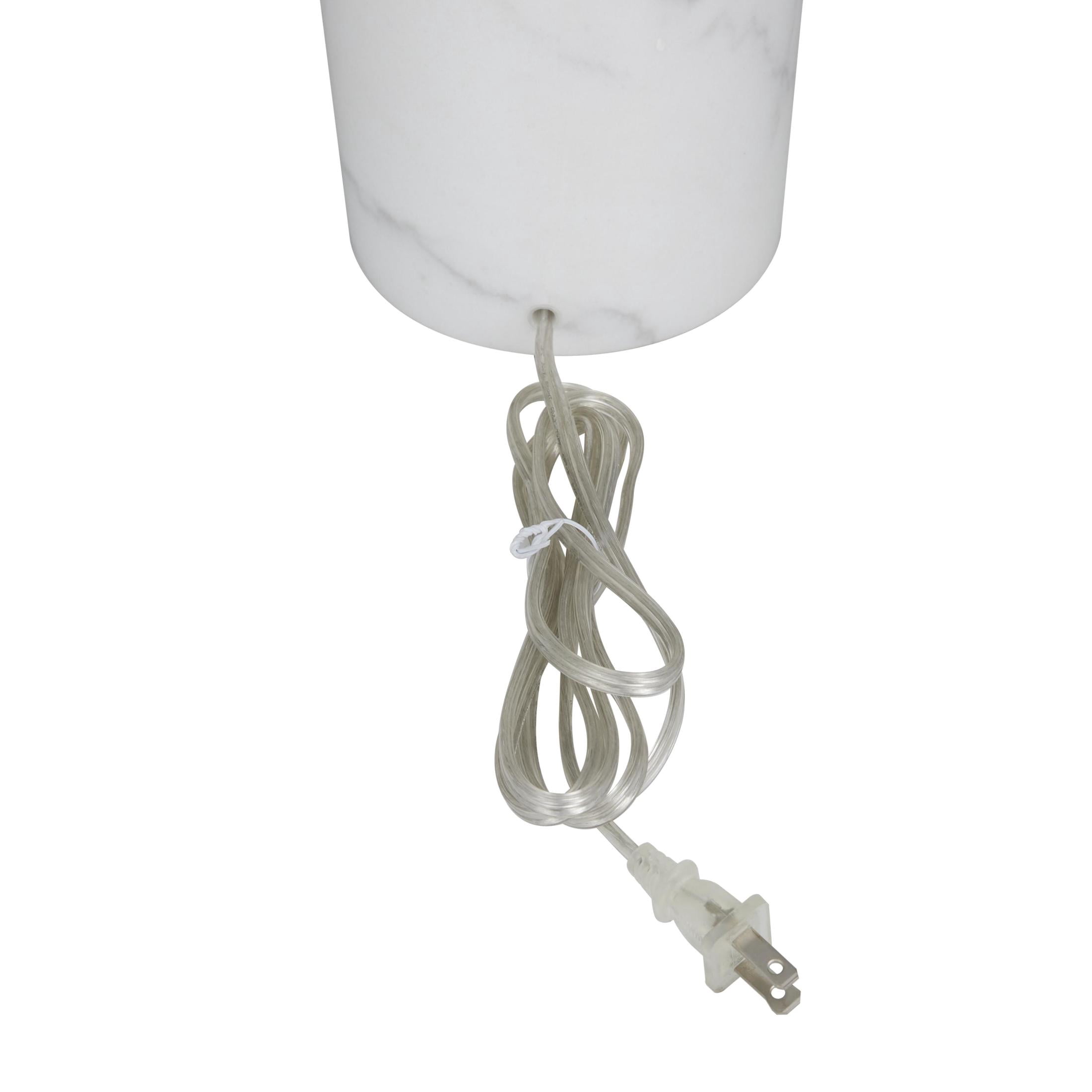 DecMode 26" Thick Stand White Table Lamp with White Cotton Shade