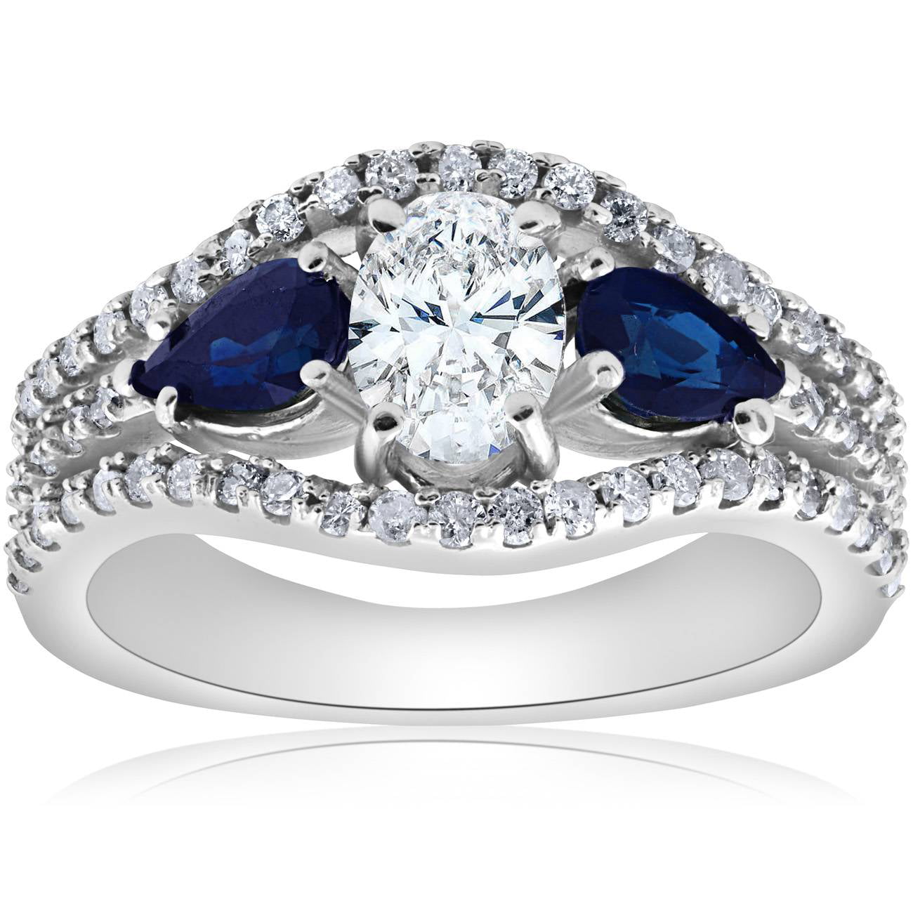 1.60CT Blue Sapphire /& Simulated Diamond 14K Yellow Gold Over Enhancer Wrap Ring Guard Silver