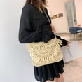 thumbnail image 4 of CHOK Summer Women Ladies Tassels Straw Rattan Weave Shoulder Bag Flap Handbag (Beige), 4 of 9