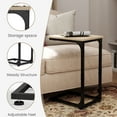 thumbnail image 4 of Melocadol C-Shaped End Table Set of 2, C Shaped Under Couch Slider, Small Side Tables with Metal Frame, Adjustable Feet, for Living Room, Bedside, Sofa, TV Dinner, Recliner, Light Brown, 4 of 5