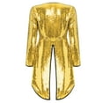 thumbnail image 4 of TiaoBug Woman's Magician Costume Tailcoat Tuxedo Jacket Sequins Long Sleeve Coat Circus Blazer Gold 3XL, 4 of 7
