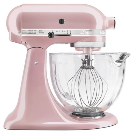 KitchenAid KSM155GBSP Artisan Design Series 5 Quart Tilt-Head Stand Mixer with Glass Bowl, Silk Pink
