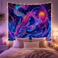 thumbnail image 2 of Serpentine Dragon in Turbulent Neon Water, Mystical Retro Futuristic Fantasy Art for Sci-Fi Fans, Digital Wall Decor Graduation Gift Tapestry Wall Hanging for Dorm and Gaming Room, 2 of 7