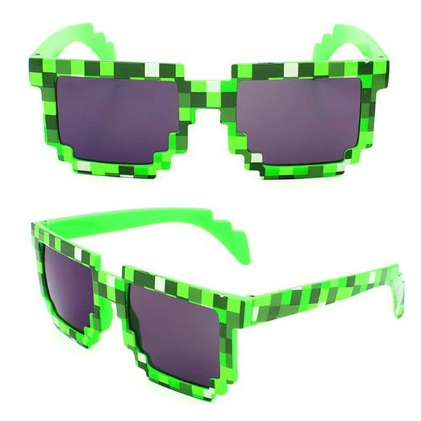 Mypartyshirt 8 Bit Pixelated Green Sunglasses Geek Gamer Square Retro