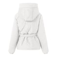thumbnail image 6 of Winter Parka for Women Long Sleeve Thicken Zip Up Belted Hooded Outerwear with Pockets, 6 of 6