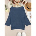 thumbnail image 2 of Plus Size Casual Sweater Women's Solid Long Sleeve Cold One Shoulder Split Pullover, 2 of 10