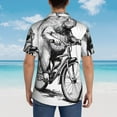 thumbnail image 6 of Balery Capybara Riding Bicycle Print Men's Hawaiian Shirts Short Sleeve Beach Shirt Relaxed Fit Vacation Button Down Shirts-Large, 6 of 9