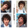 thumbnail image 4 of Morovan Men's black Curly Wig - Short Texture Synthetic Hair Suitable for gatherings and daily activities, 4 of 7