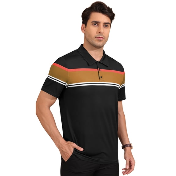 Iceglad Golf Shirts for Men Short Sleeve Dry Fit Print Performance Moisture Wicking Polo Shirt