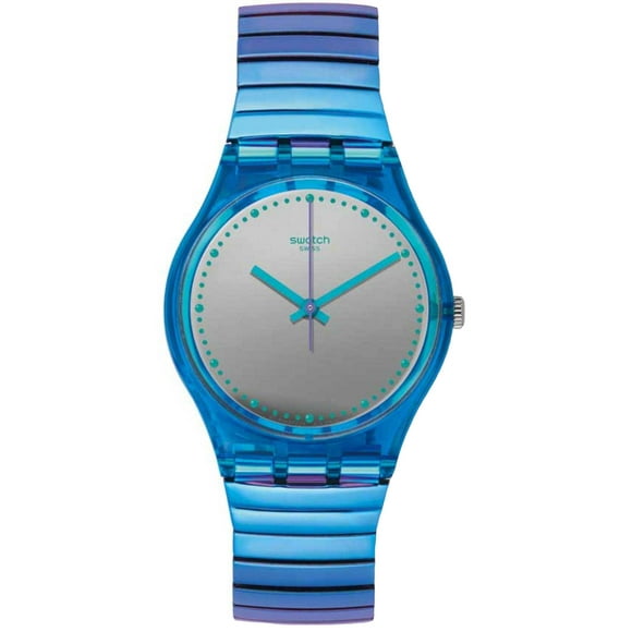 Swatch GL117A Montre Unisexe Flexicold Cadran Gris Bleu Acier