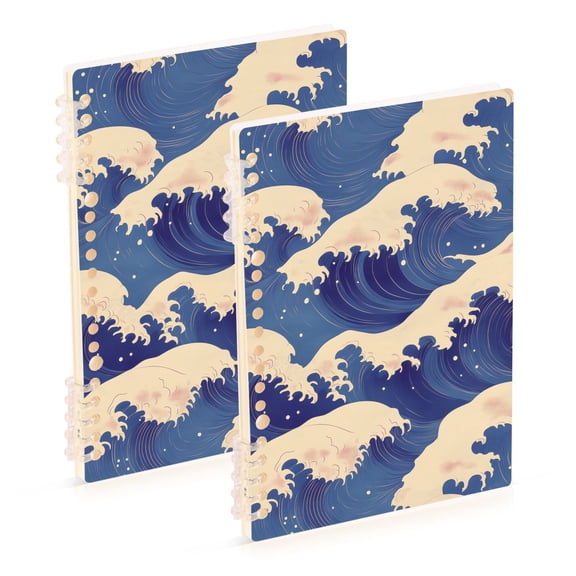FORMRS 1-Subject Spiral Notebook 8" x 5" College Ruled 60 Refillable Sheet, 2 Pack, Blue Wave Pattern
