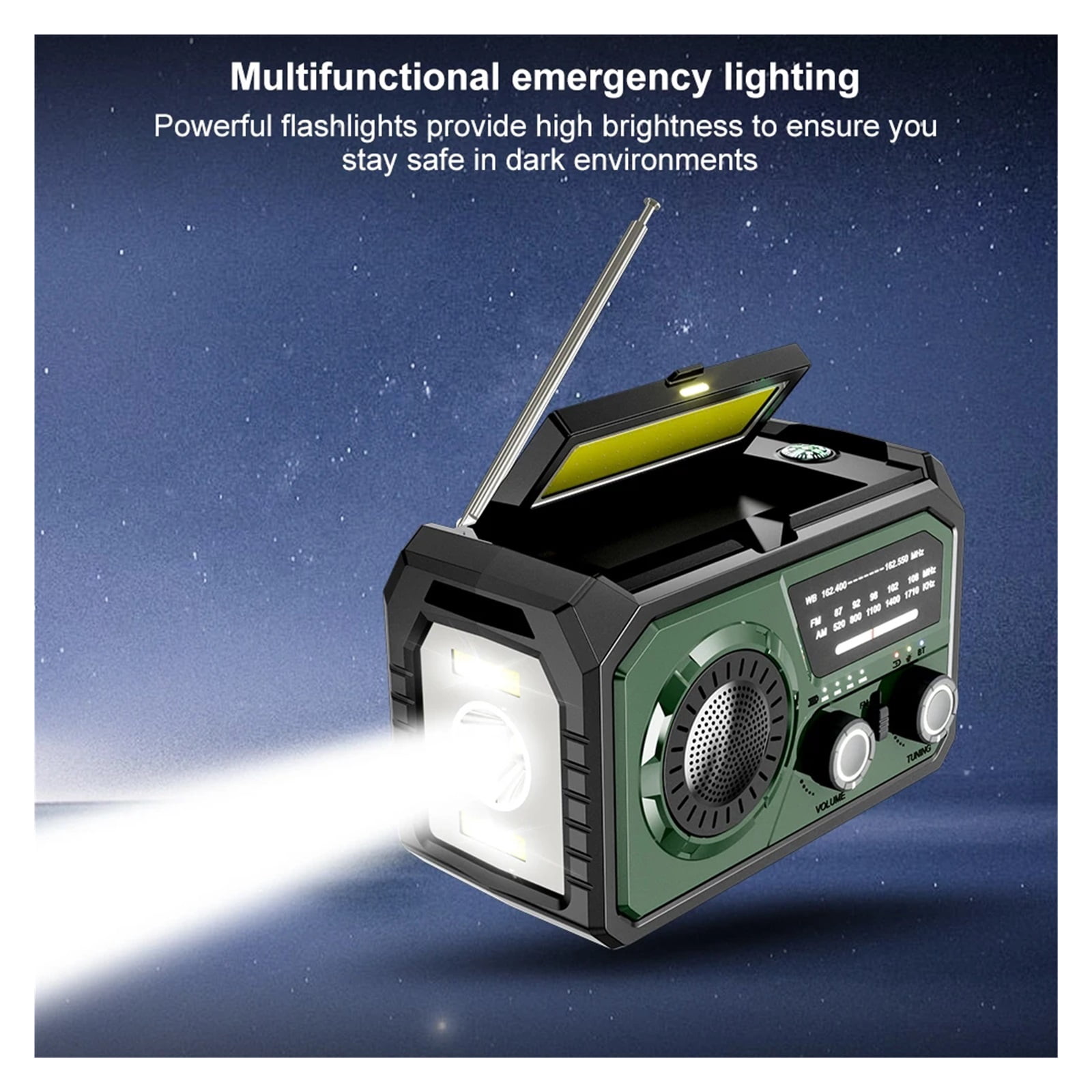 16000mah Emergency Radio Solar Hand Crank Radio With BT LED Flashlight Power Bank SOS Alarm AM/FM Portable Radio