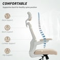 thumbnail image 3 of Ergonomic Beige Office Chair with Adjustable Lumbar & Headrest - Swivel Desk Task Chair for Home Office & Study - Flip-Up Armrests, Mesh Back & Linen Seat, 3 of 7
