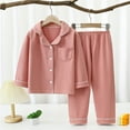thumbnail image 2 of IROINNID Toddler Pajamas Set Boys Girls 2 Pieces Long Sleeve Button Down Shirts with Pants Comfy Home Wear Homewear Sleepwear Set,Watermelon Red, 2 of 3