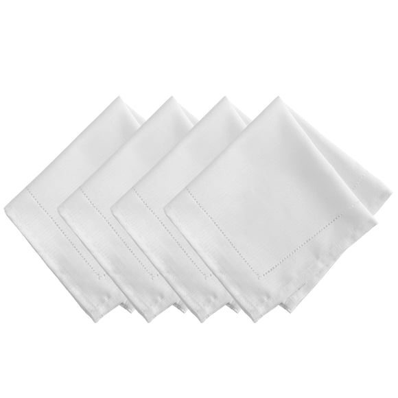 Elrene Home Fashions Alison - Servilletas De Tela Con Diseño De Borde Con Ojales, Resistente A Las Arrugas, Juego De 4, 17 X 17 Pulgadas, Color Blanco