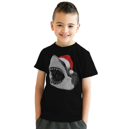 Youth Santa Jaws Funny Holiday Shark Christmas Cool Novelty T shirt for Kids