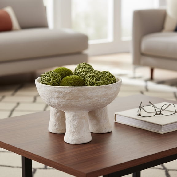 Decorative Bowl with Tripod Legs Base - Stylish Coffee Table Decor for Keys and Candy Bowl Accent - Suitable Home Decor Accent for Centerpiece Table and Kitchen Counter Decor - 11", White