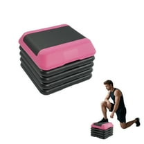 FlexWave 16-inch Aerobic Step Platform, Adjustable Fitness Stepper with 4 Adjustable Step Risers, Aerobics Stepper Workout Stepper for Aerobic Strength and Training in Home Gym, Pink