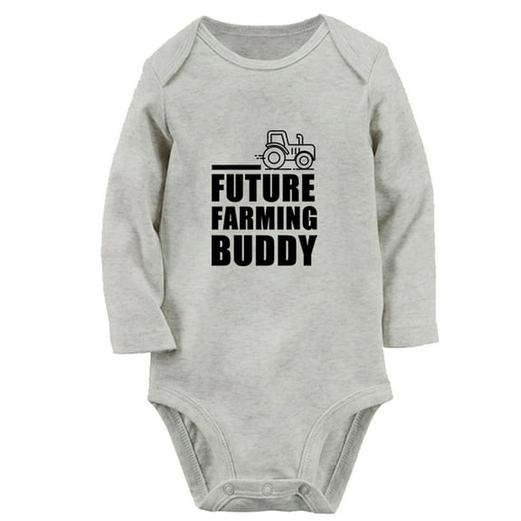 Future Farming Buddy Funny Rompers, Newborn Baby Unisex Bodysuits, Infant Jumpsuits, Toddler 0-12 Months Kids Long Sleeves Oufits (Gray, 0-6 Months)