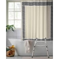 thumbnail image 2 of Split Shower Curtain for Transfer Bench, Beige Fabric Shower Curtains for Bathroom, Black Modern Geometric Abstract Art Aesthetics Tub Sliding Transfer Bench Waterproof Bath Curtains 72"x84", 2 of 9
