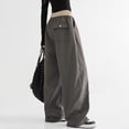 thumbnail image 6 of UACY Girls Sweatpants Bowknot Straight Leg Drawstring Baggy Jogger Pants Y2k Casual Open Bottom Athletic Trousers W/Pocket (Grey, 15-16 Years), 6 of 7