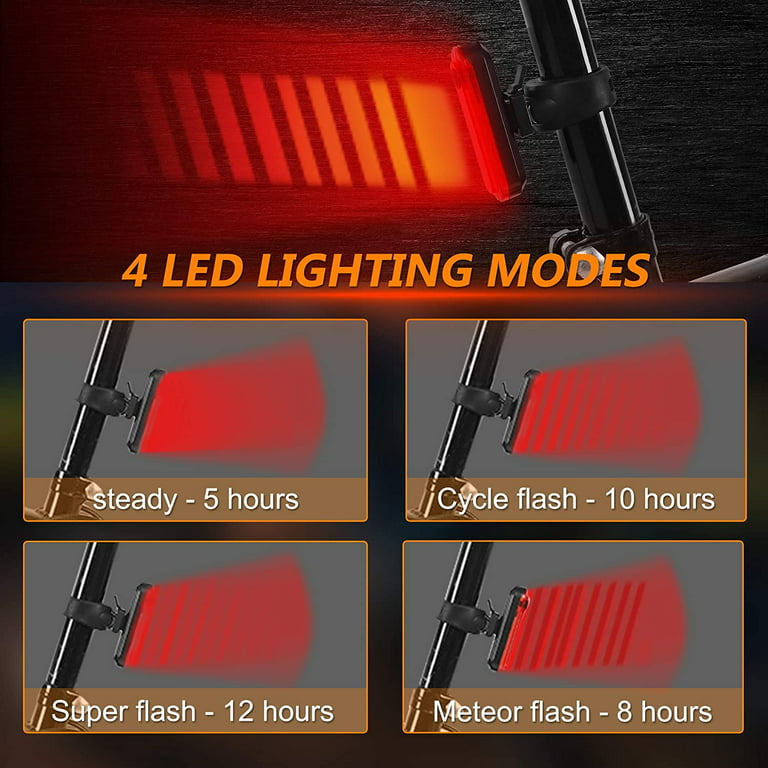2x1 Luces LED traseras impermeables para bicicleta con luces de seguridad  láser