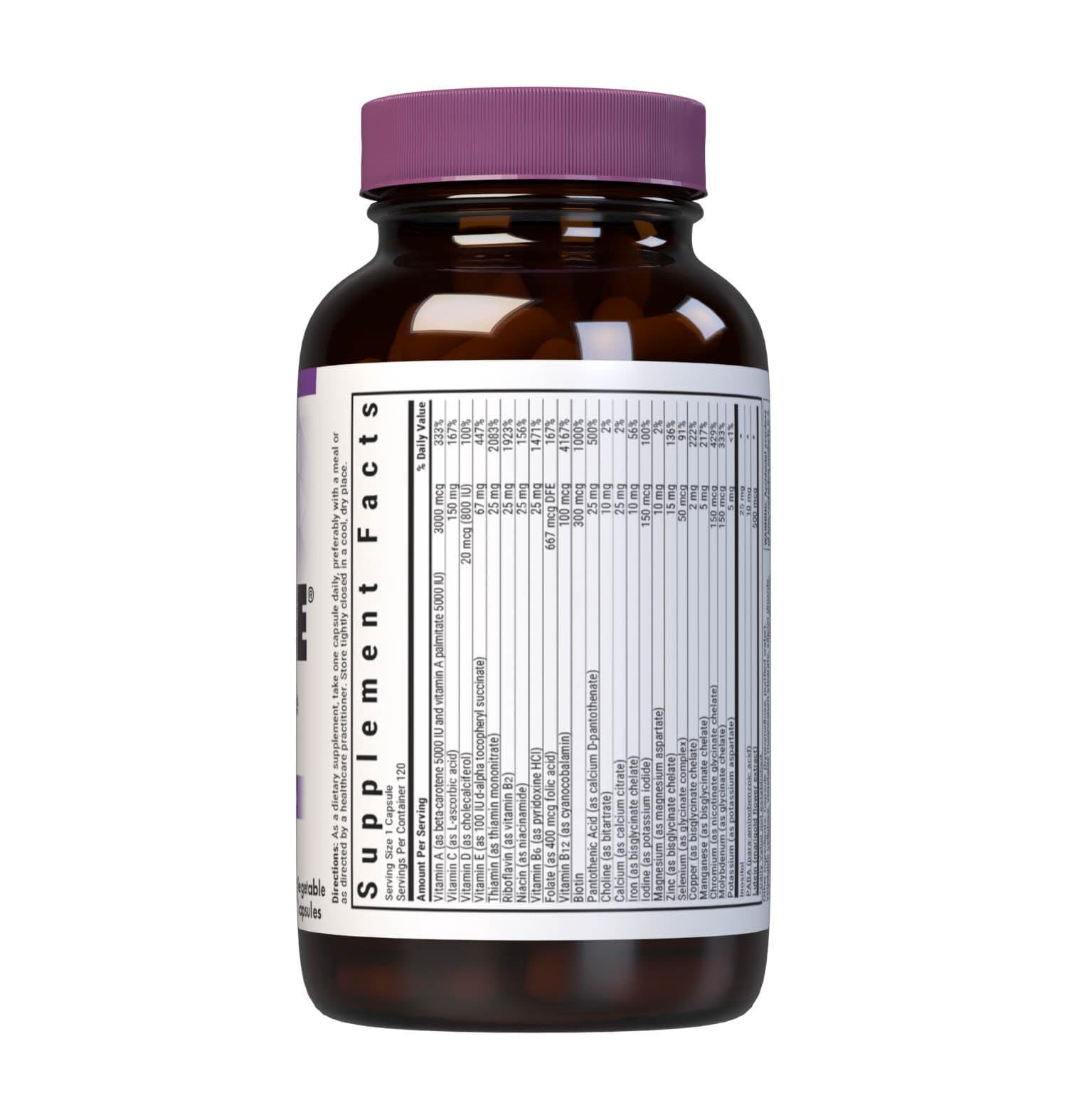 Bluebonnet Multi One (With Iron) Complete Full Spectrum Multiple Vitamin, 120 Days