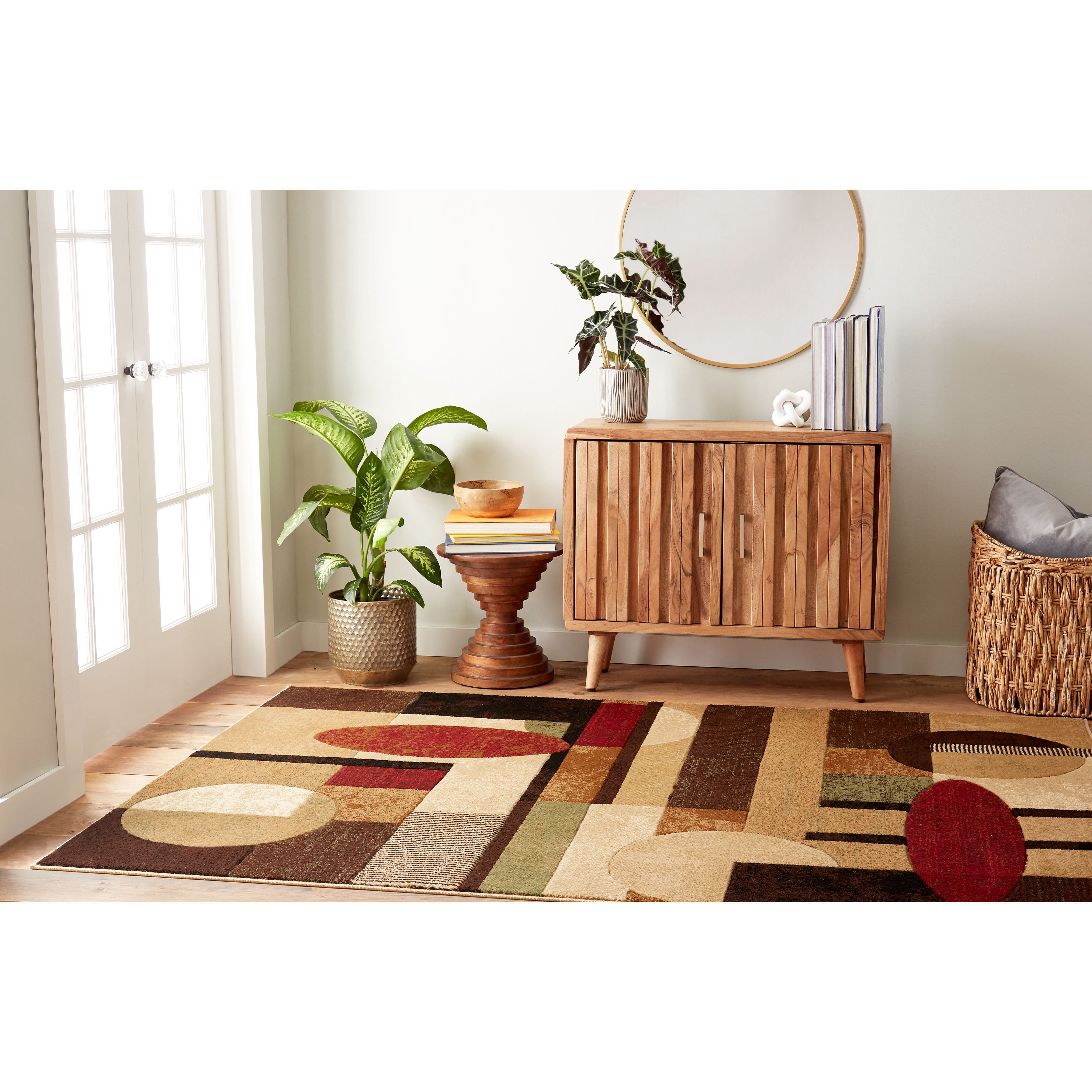 Home Dynamix Tribeca Jasmine Contemporary Geometric Area Rug, Brown/Red, 6'7"x9'10"