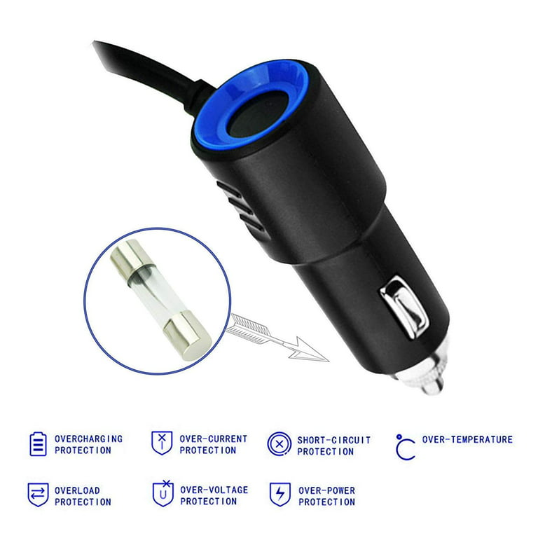 120W 3-Socket 3 USB Charging Port Cigarette Lighter Splitter, EEEkit Car  Charger Power Adapter with Blue LED Light, DC 12V/24V Multi-Power Outlet  Fit