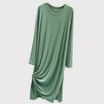 thumbnail image 3 of Mrat Nightgown Long Women's Long Sleeve Sleepwear Full Length Nightshirt Soft Cotton Sleep Gowns Comfort Loose Home Long Sleeved Skirt Pajamas Green Free Size, 3 of 6