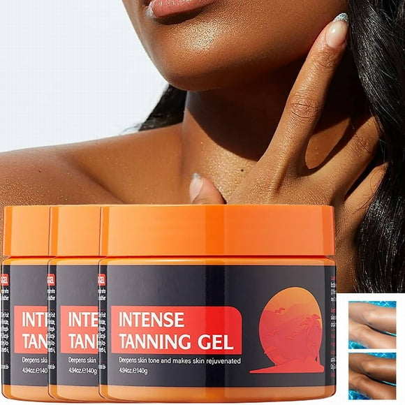 3PCS Bronze Glow Intensive Tanning Shimmer Gel, Deep, Darker Tan with Less Sun Exposure – Fast Absorbing, Hydrating, Water-Resistant Tanning Lotion for All Skin Types