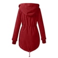 thumbnail image 4 of WEIYLL Womens Fleece Jacket Warm Solid Color Hooded Zipper Pockets Red Fall Coats Size M, 4 of 4