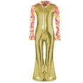 thumbnail image 4 of Haitryli Child Retro S Disco Outfit Boys Metallic Fabric Long Sleeve Zip Front Flared Pants Jumpsuit Gold 8, 4 of 6